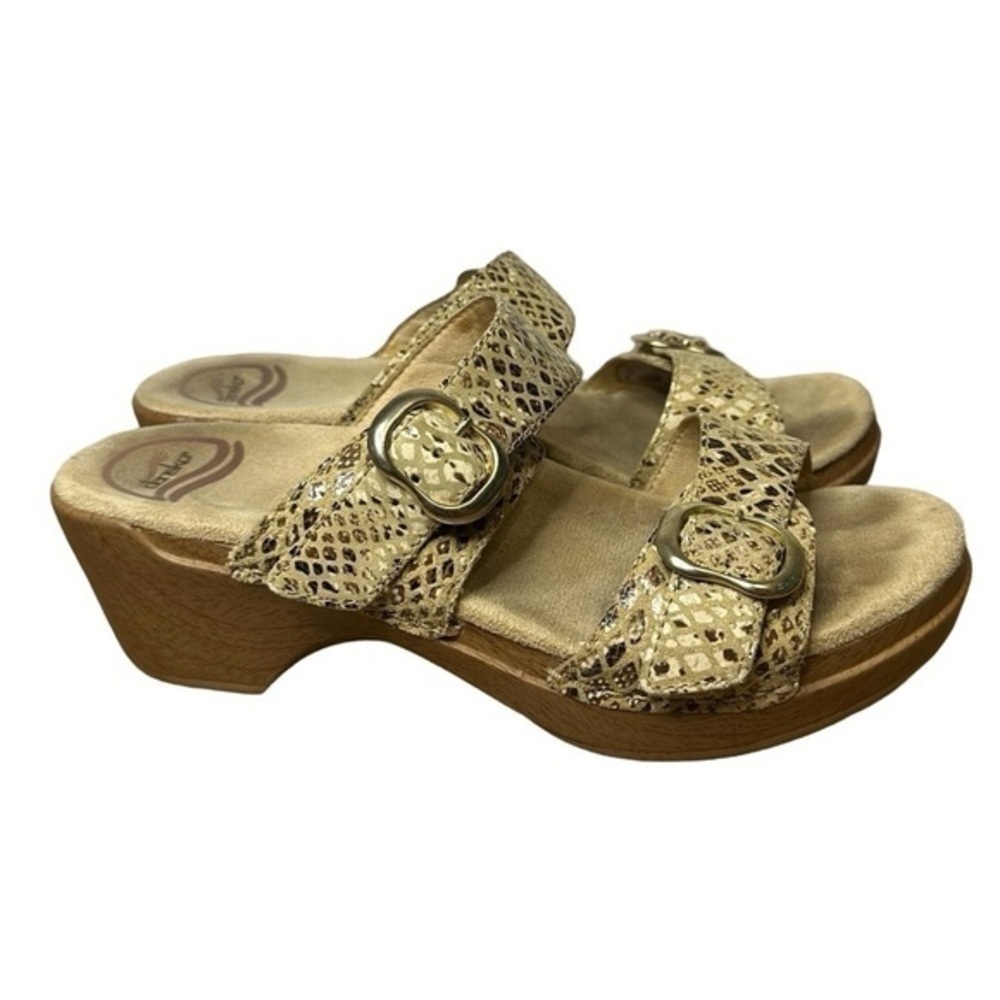 Dansko Snake Print Buckle Leather‎ Clogs Size 38